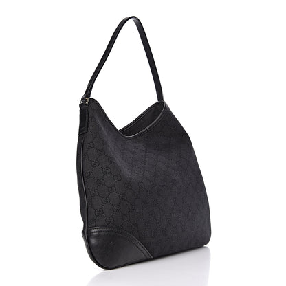 Gucci Denim Monogram Medium New Britt Hobo Black 3 of 10