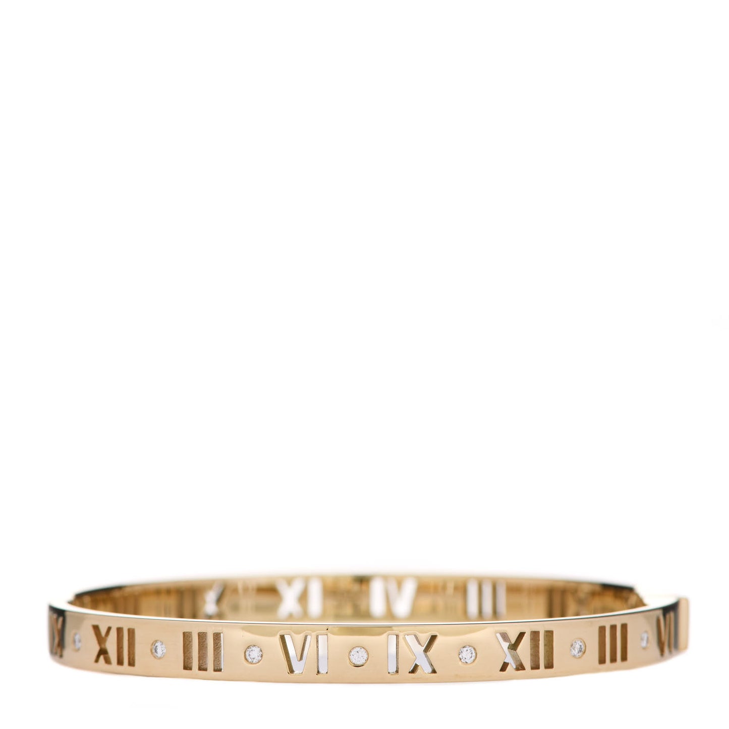 18K Yellow Gold Diamond Atlas Pierced Hinged Bangle Bracelet