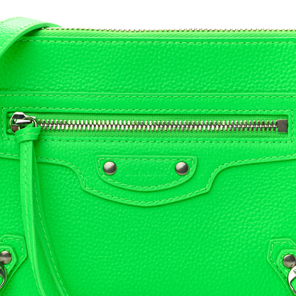 Balenciaga Grained Calfskin Neo Classic Silver Hardware Zip Around Crossbody Fluo Green 8 of 10
