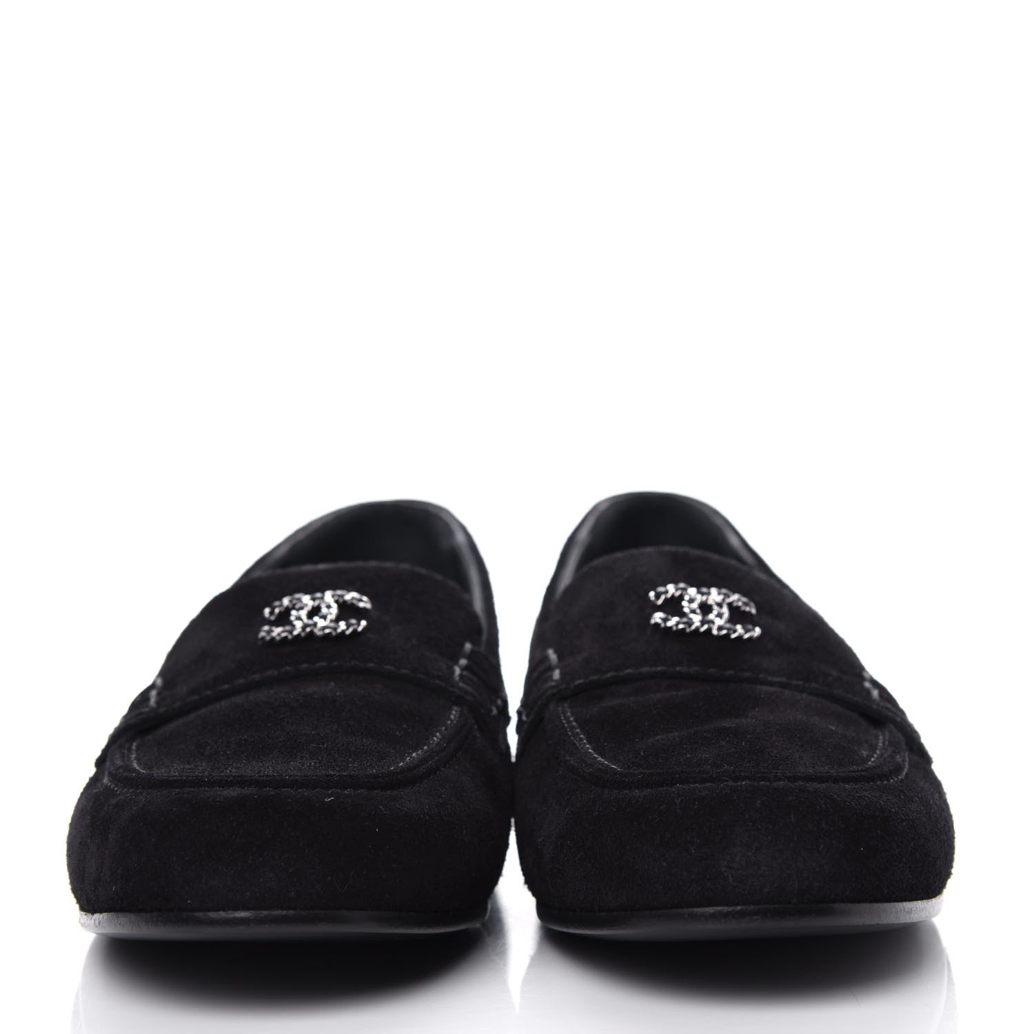 Chanel Suede Lambskin CC Chain Mocassin Loafers 40 Black 2 of 11