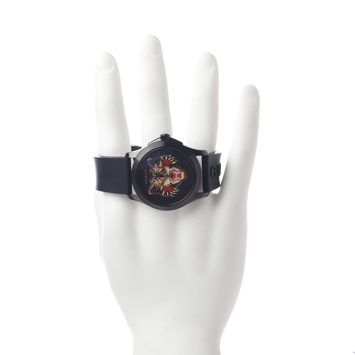 Gucci PVD Stainless Steel Rubber 38mm G-Timeless Angry Cat Quartz Watch Black 2 of 5