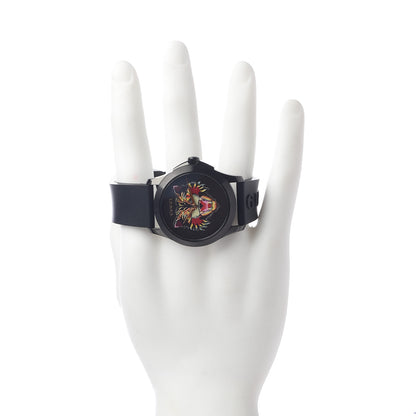 Gucci PVD Stainless Steel Rubber 38mm G-Timeless Angry Cat Quartz Watch Black 2 of 5
