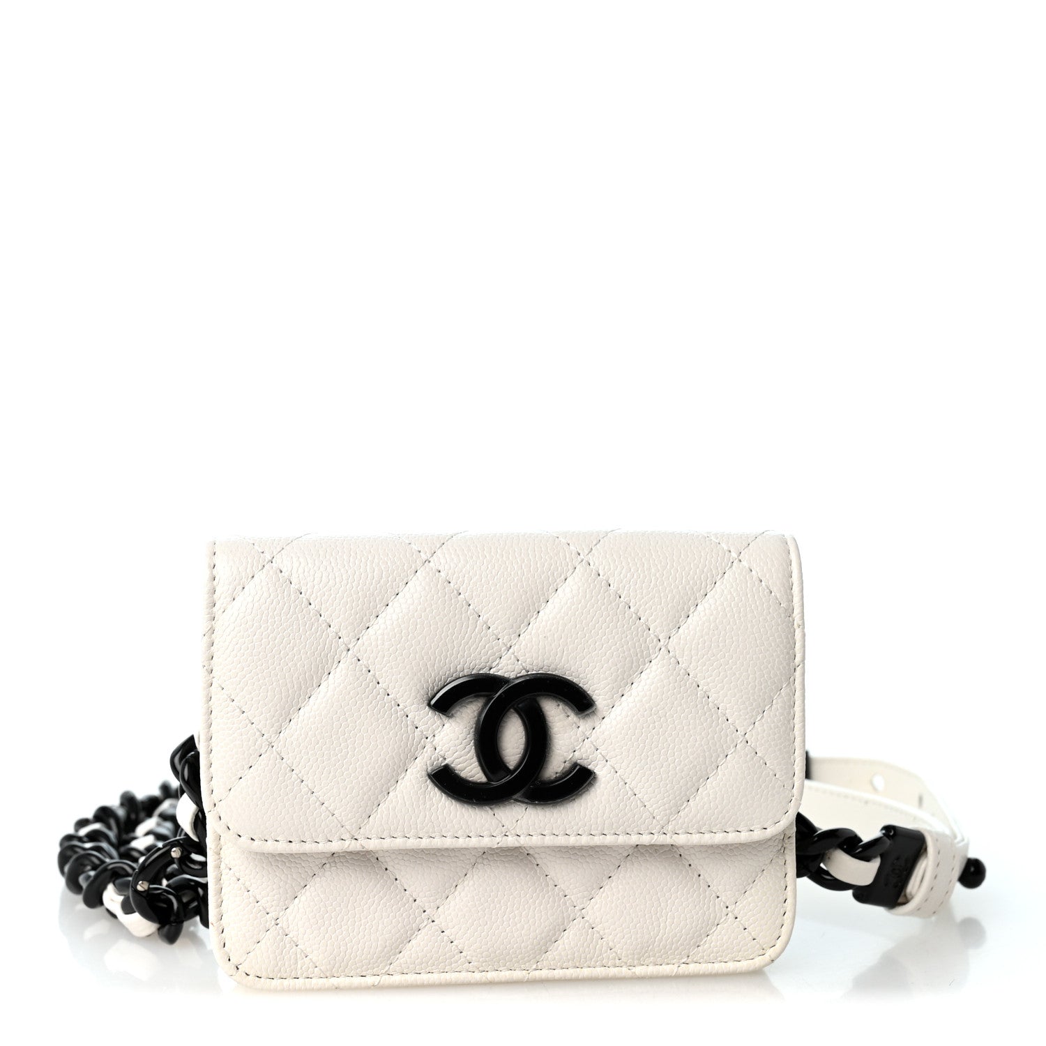 Chanel Caviar Quilted My Everything Belt Flap Card Holder White 1 of 10