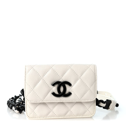 Chanel Caviar Quilted My Everything Belt Flap Card Holder White 1 of 10