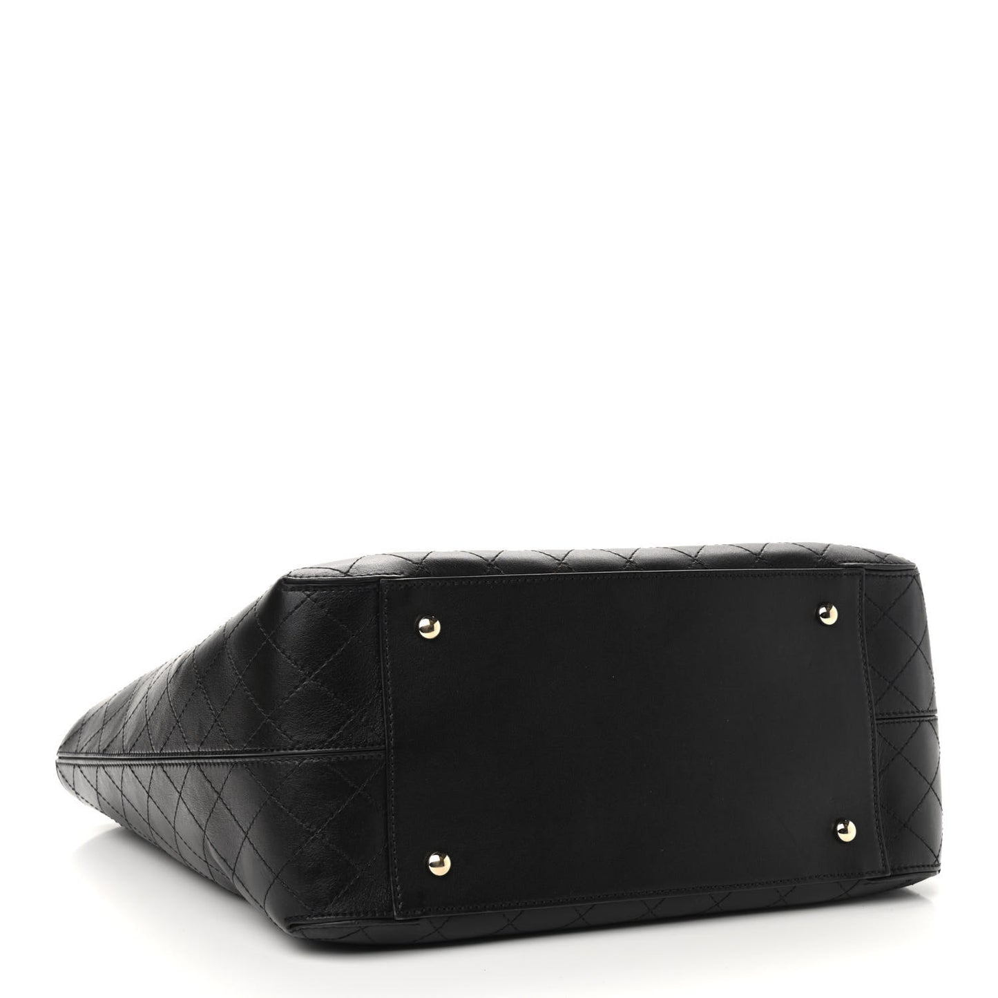 Calfskin Stitched Shopping Tote Black