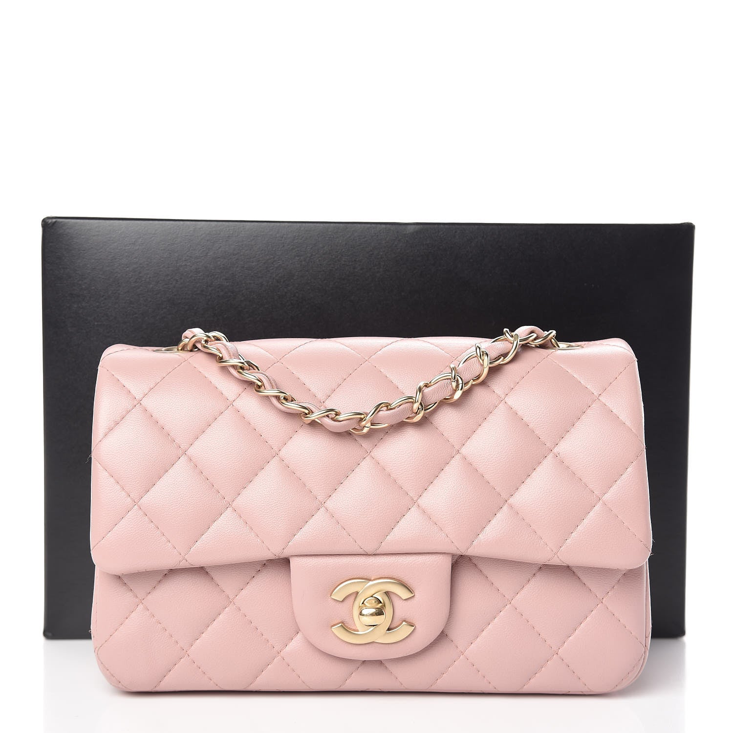 Chanel Lambskin Quilted Mini Rectangular Flap Light Pink 11 of 11