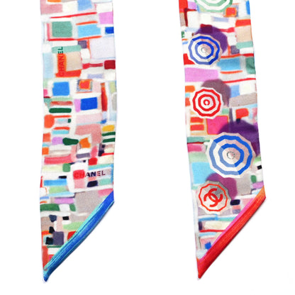 Chanel Silk Slim Bandeau Scarf Multicolor Red 4 of 4