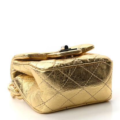 Chanel Metallic Quilted 2.55 Ankle Wrist Bag Gold 4 of 13