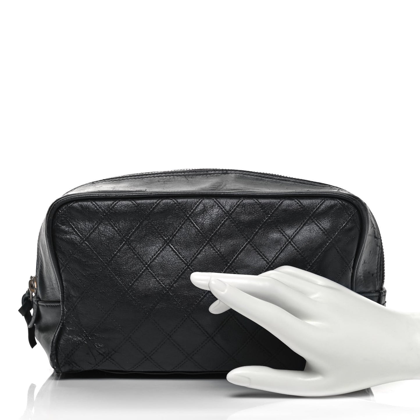 Lambskin Quilted Cosmetic Case Black