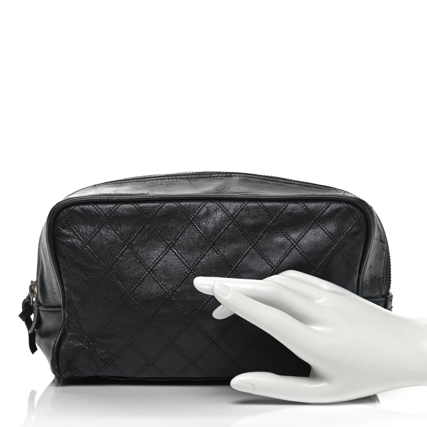 Chanel Lambskin Quilted Cosmetic Case Black 2 of 13