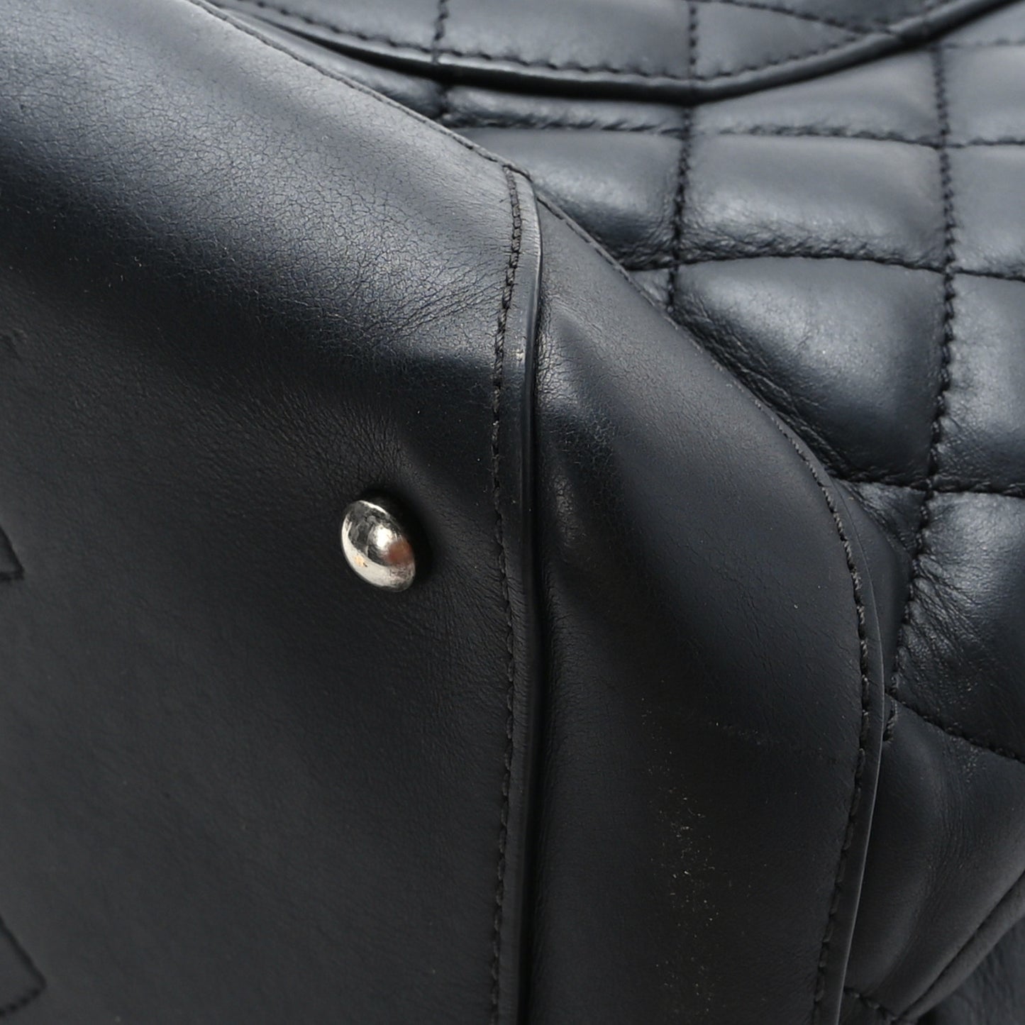Calfskin Quilted Small Easy Shopping Tote Black