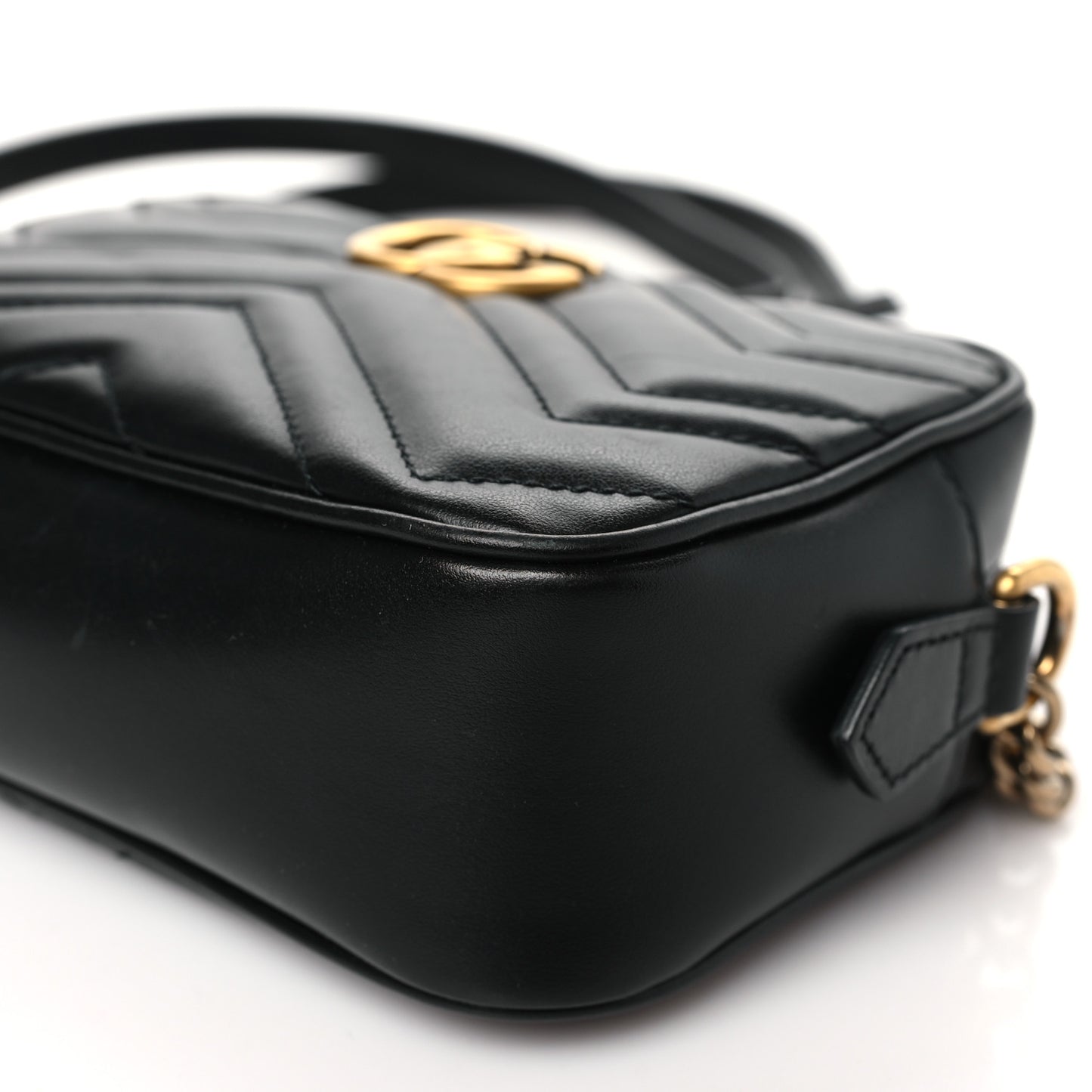 Calfskin Matelasse Mini GG Marmont Chain Shoulder Bag Black