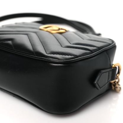Gucci Calfskin Matelasse Mini GG Marmont Chain Shoulder Bag Black 8 of 9