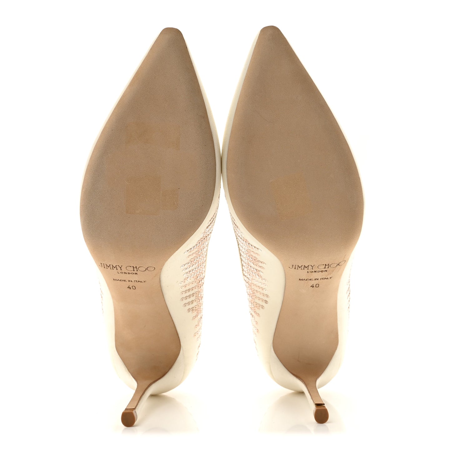 Satin Degrade Sequins Romy 85 Pumps 40 Ivory Platinum