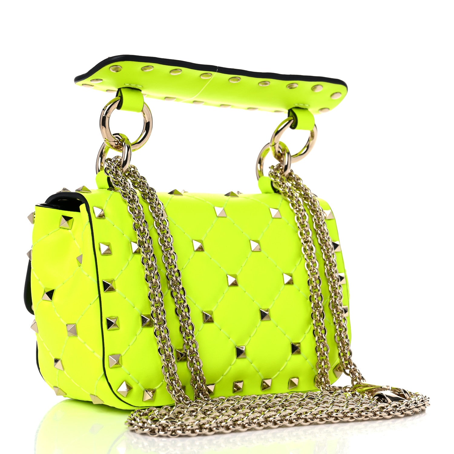 Valentino Garavani Calfskin Micro Rockstud Spike Shoulder Bag Lime 3 of 9