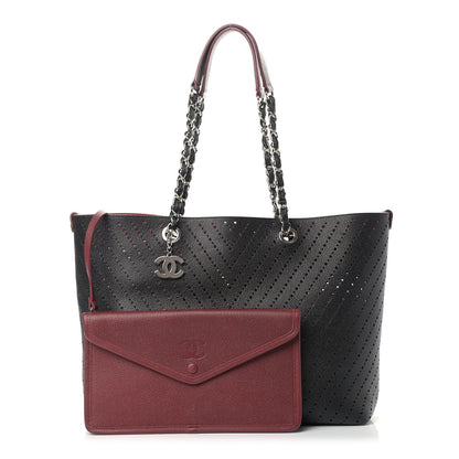 Chanel Perforated Grained Calfskin Large Shopping Tote Black 1 of 10
