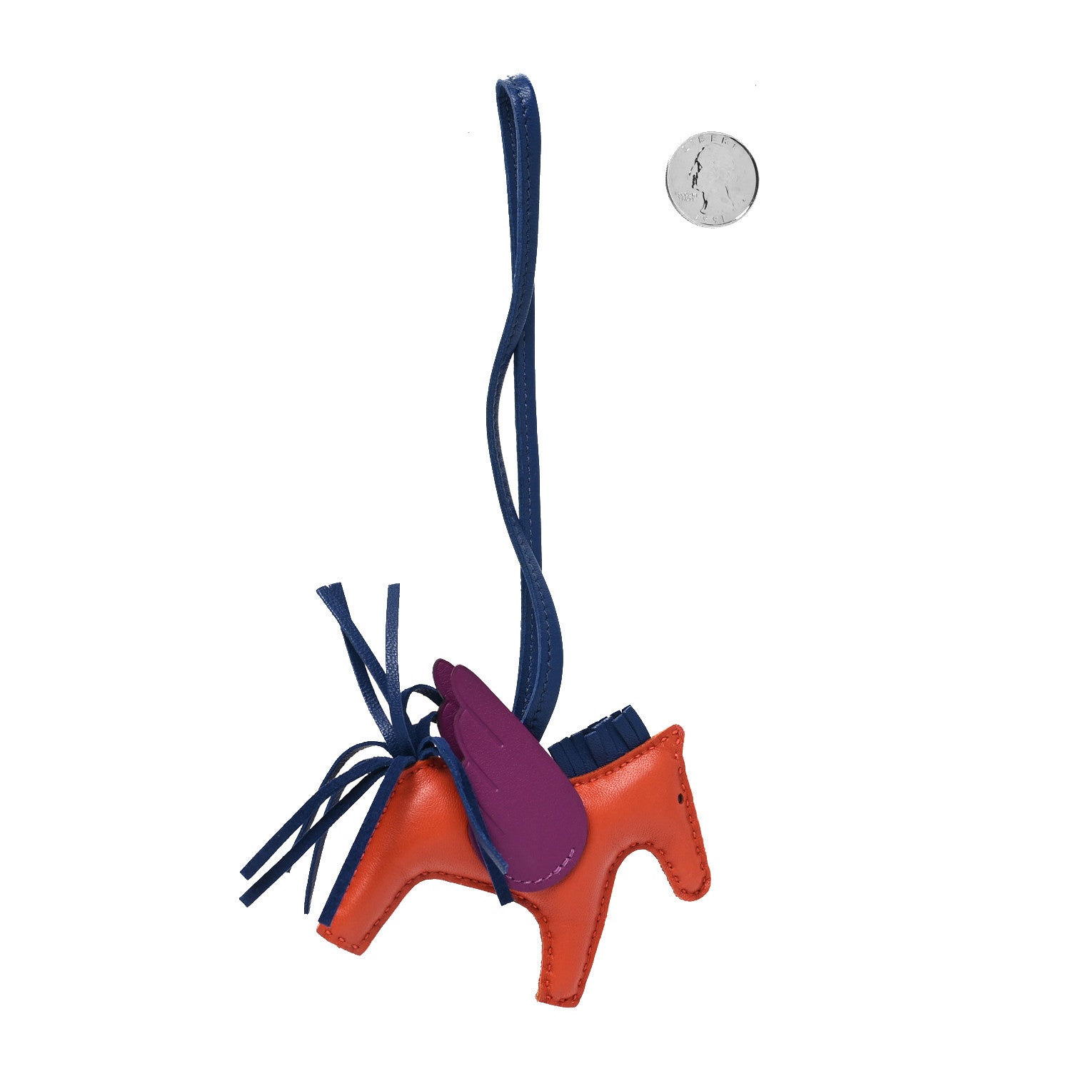 Hermes Milo Lambskin Grigri Rodeo Pegase Horse Bag Charm PM Cornaline Bleu Saphir Anemone 2 of 4