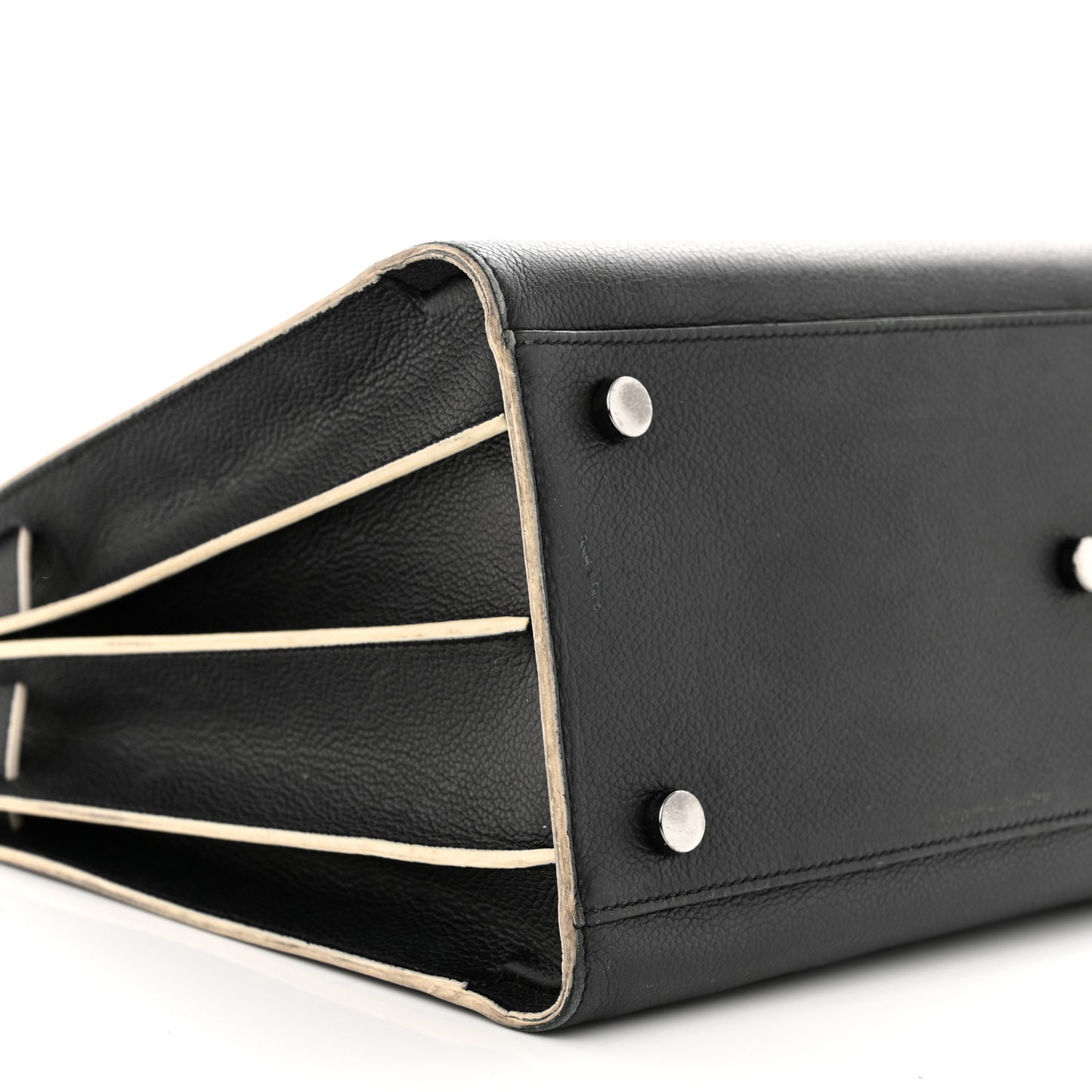 Calfskin Small Sac De Jour Black White