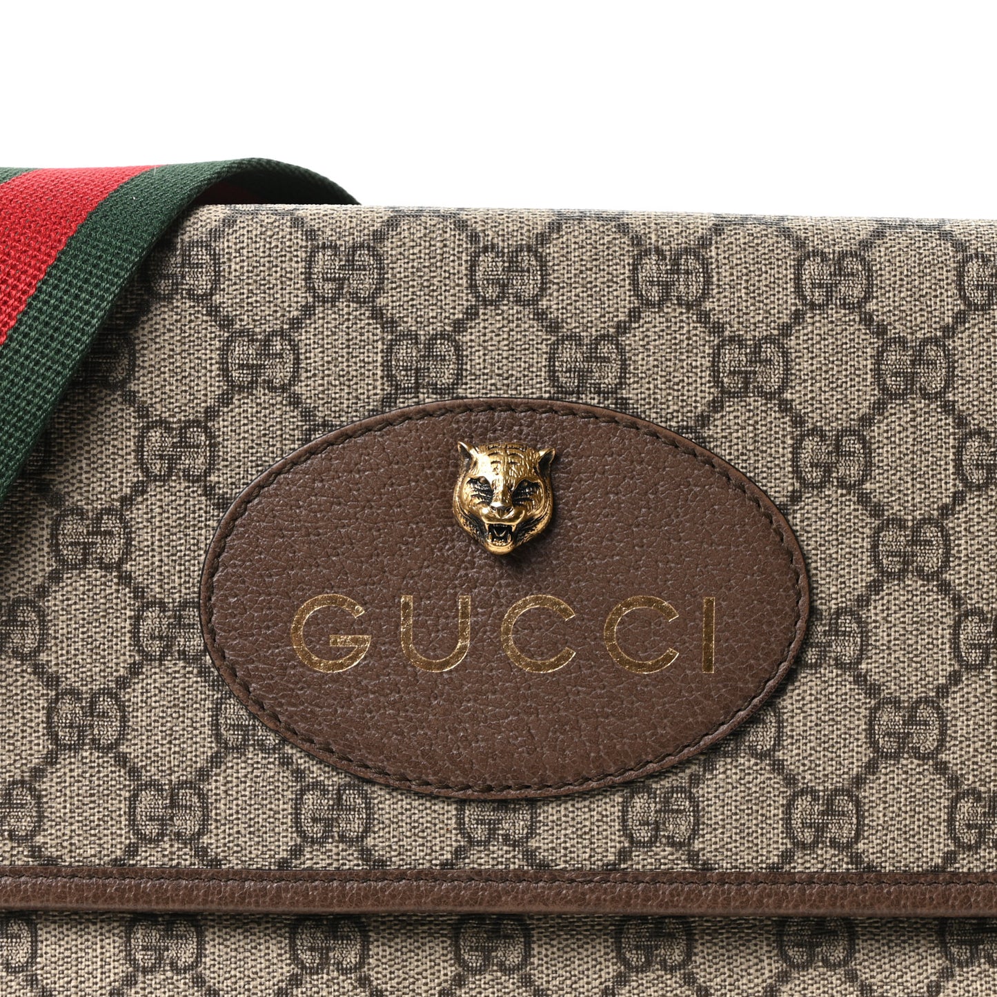 GG Supreme Monogram Web Neo Vintage Double Flap Messenger Bag Beige New Acero