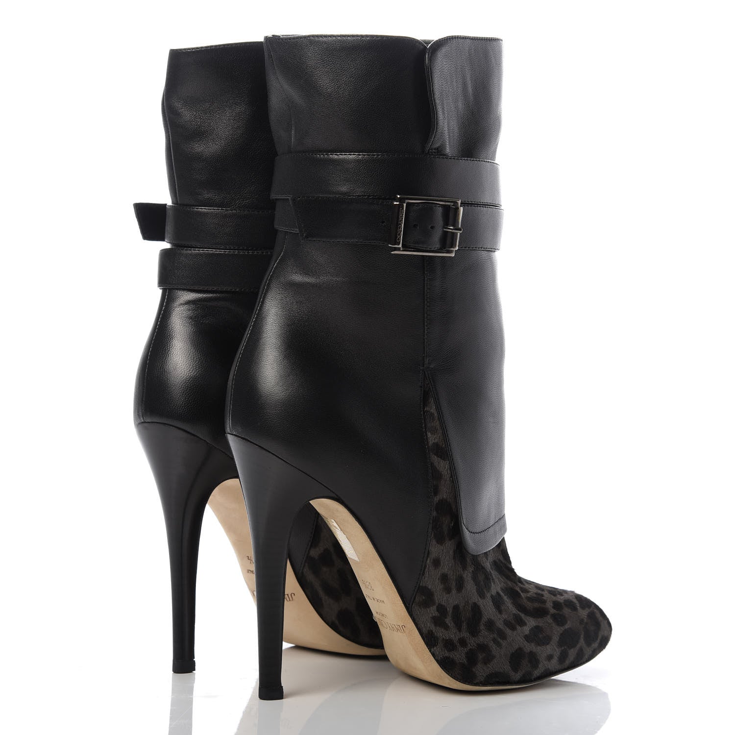 Jimmy Choo Pony Hair Leopard Nappa Blaine Boot 39.5 Smoke Black 4 of 9