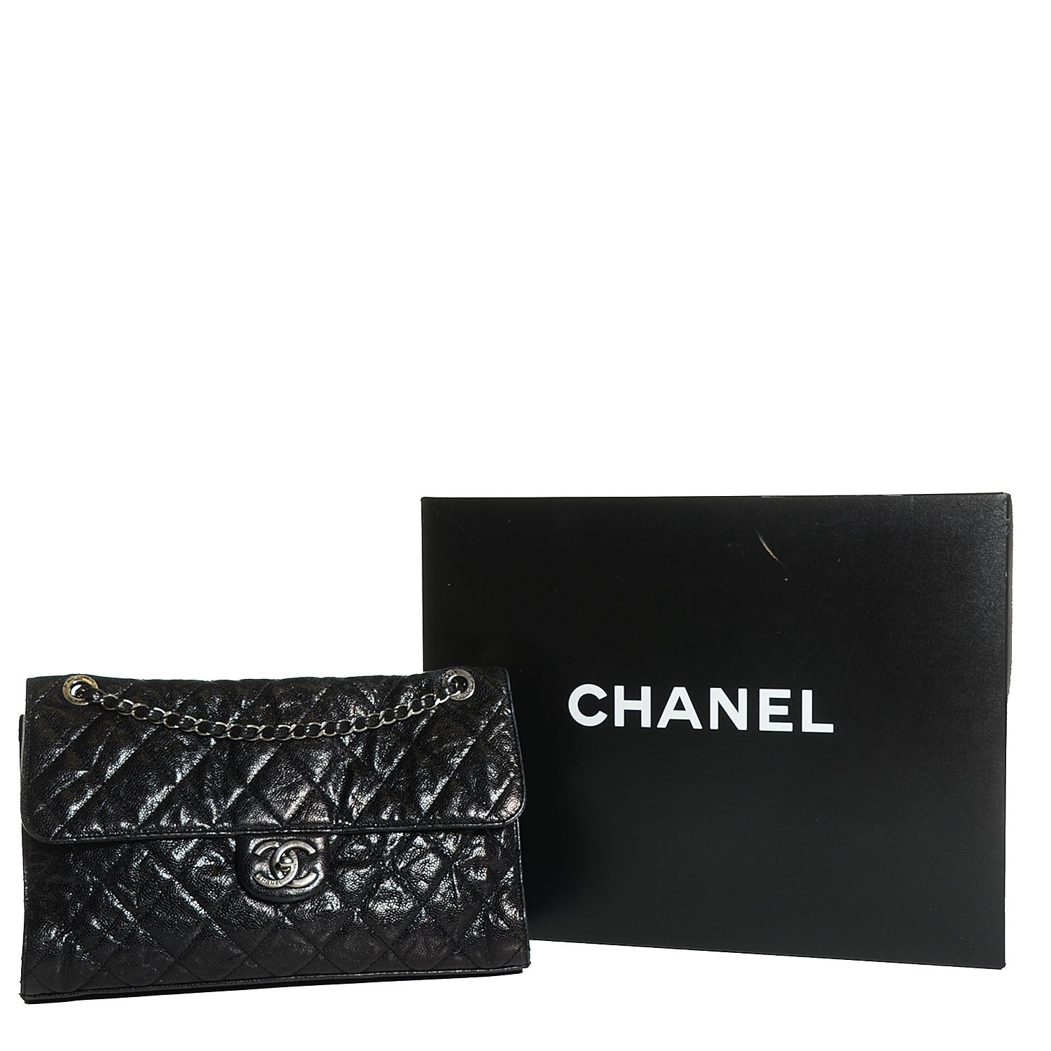Chanel Crumpled Grained Calfskin CC Crave Jumbo Flap Black 5 of 9