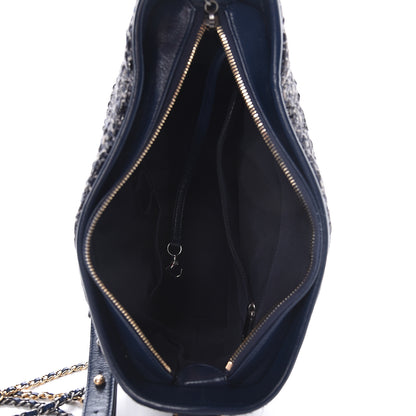 Chanel Tweed Calfskin Quilted Medium Gabrielle Hobo Navy 5 of 12