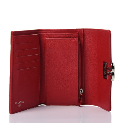 Chanel Grained Calfskin Quilted CC Box Flap Wallet Red 3 of 4