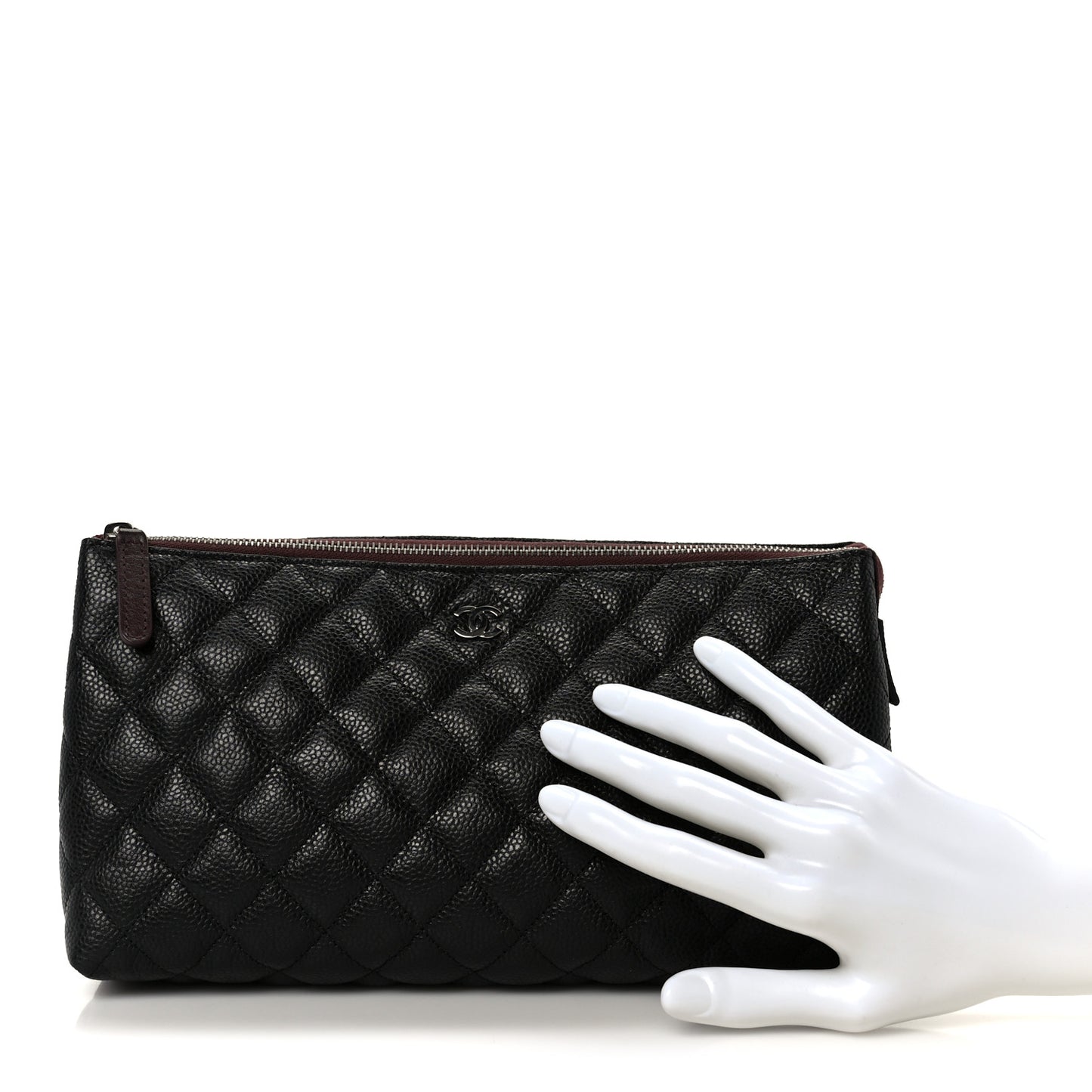 Caviar Quilted Cosmetic Case Black