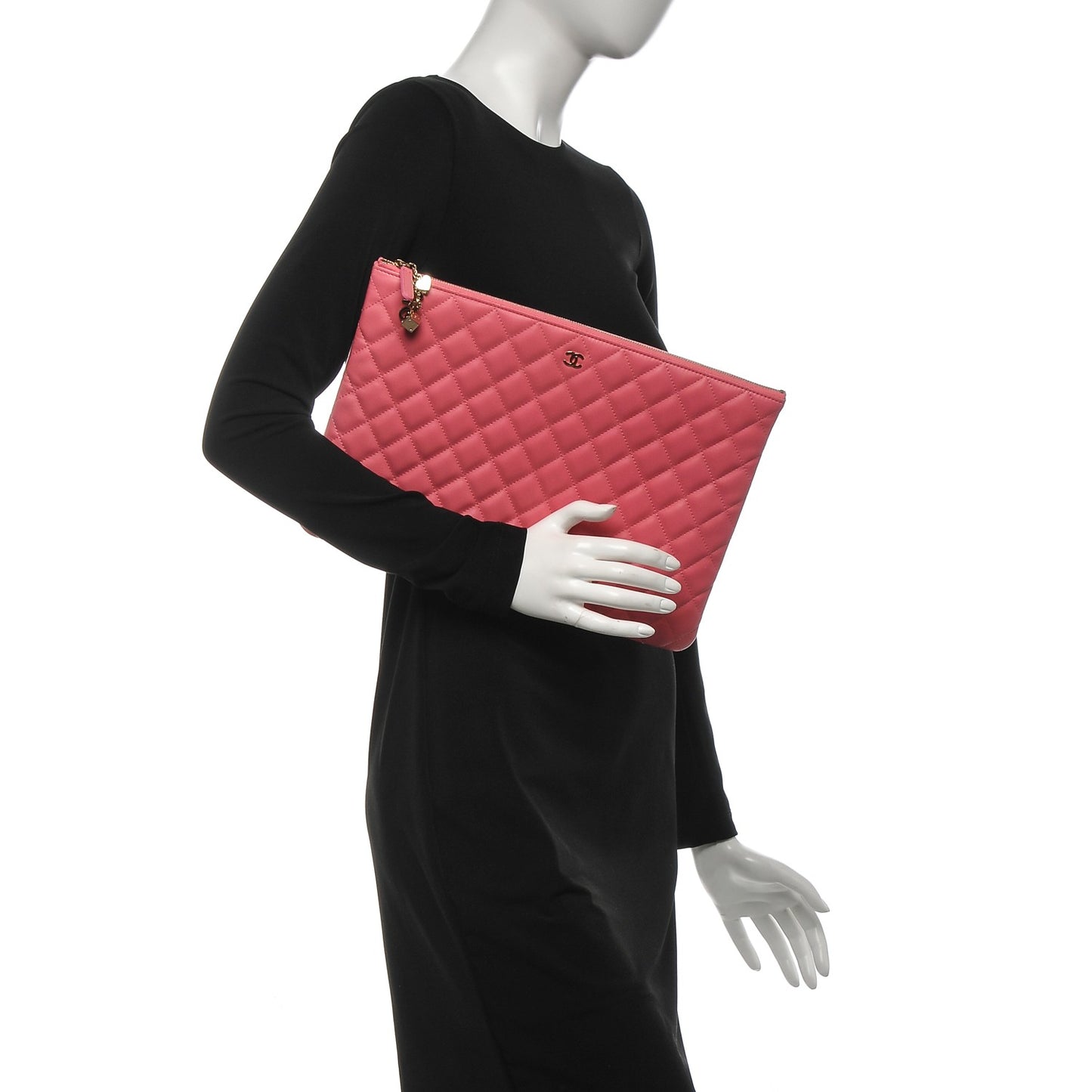 Lambskin Quilted Large Casino Beauty CC Cosmetic Case Fuchsia