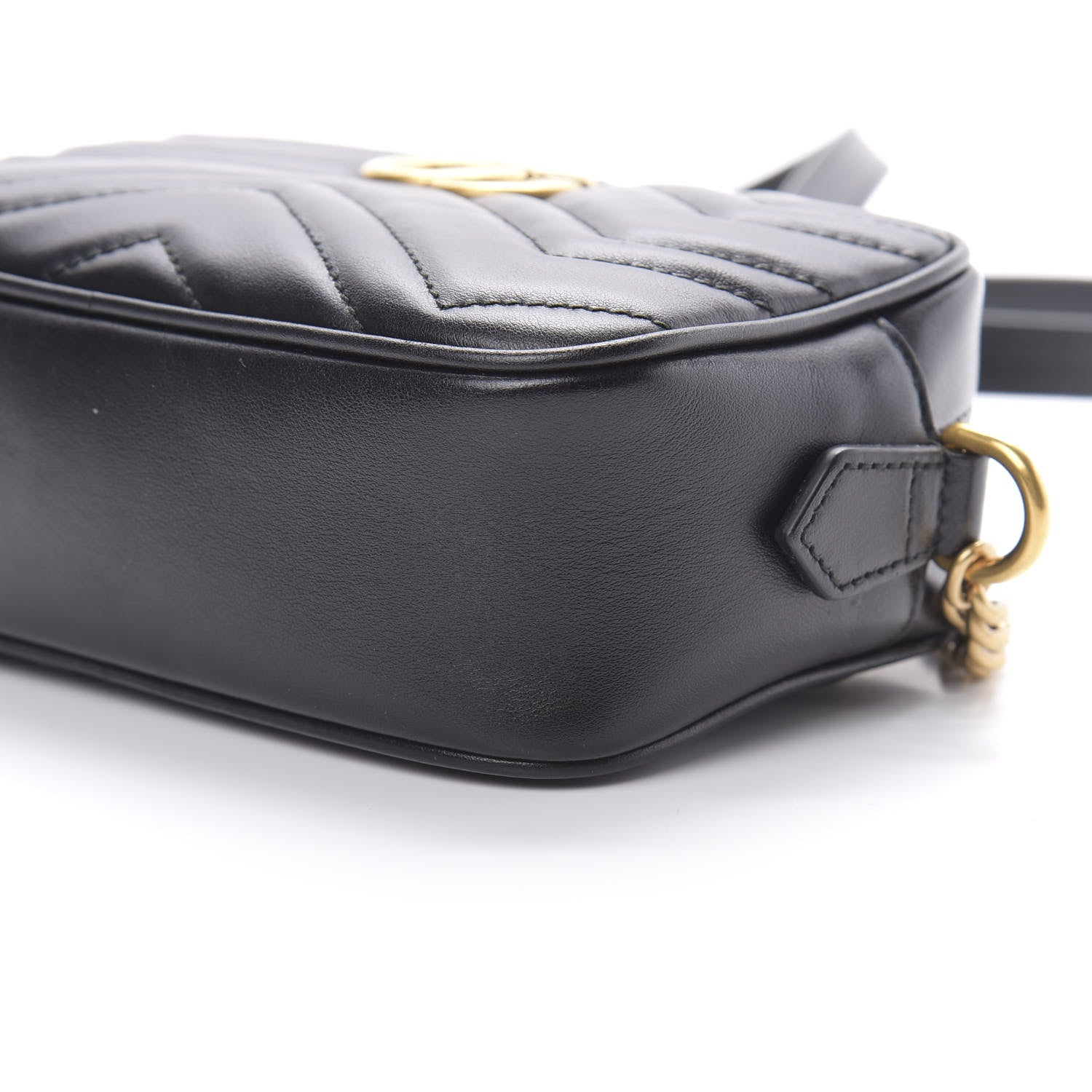 Gucci Calfskin Matelasse Mini GG Marmont Chain Shoulder Bag Black 10 of 10