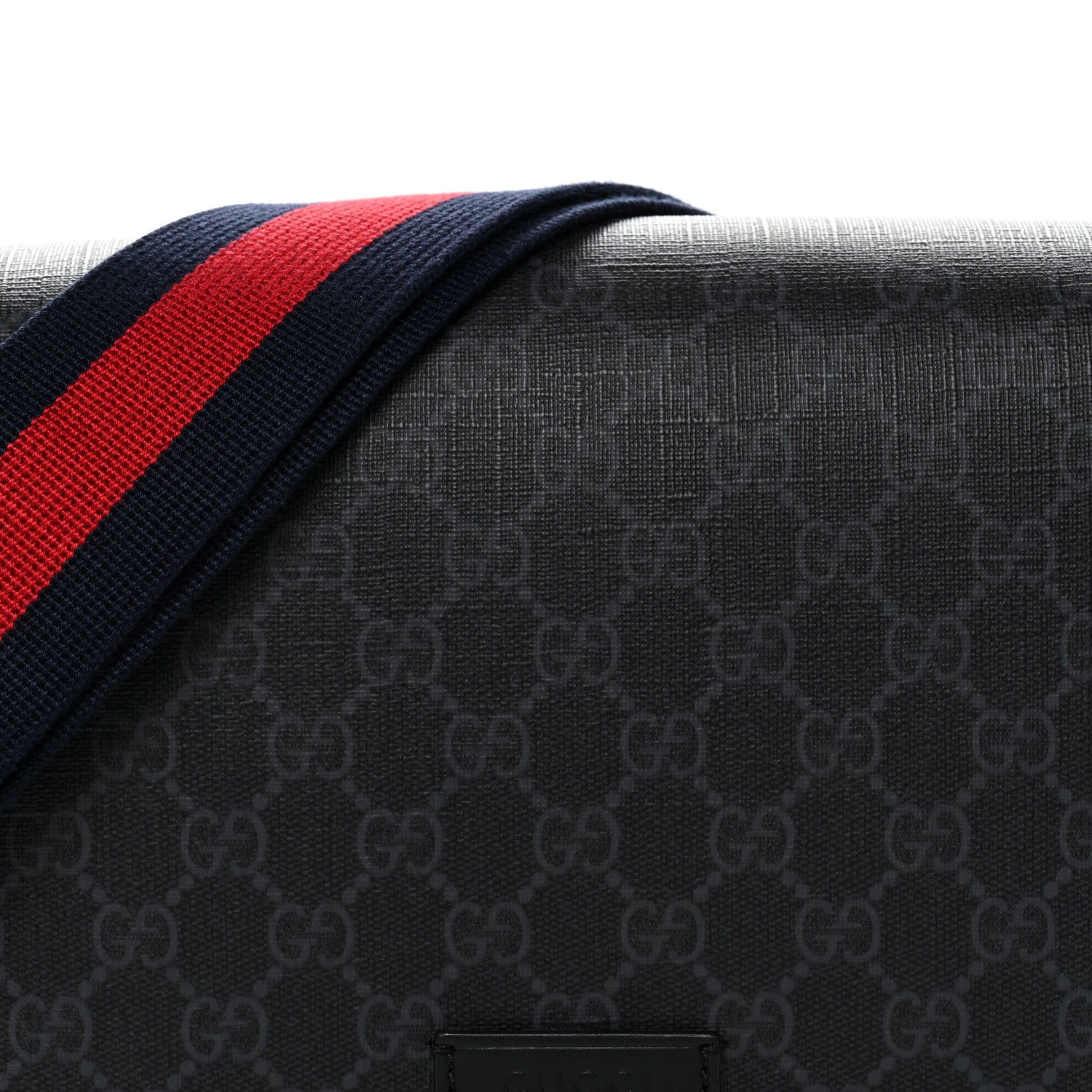 Gucci GG Supreme Monogram Appia Calfskin Web Crossbody Bag Black Grey 8 of 10