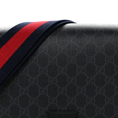 Gucci GG Supreme Monogram Appia Calfskin Web Crossbody Bag Black Grey 8 of 10