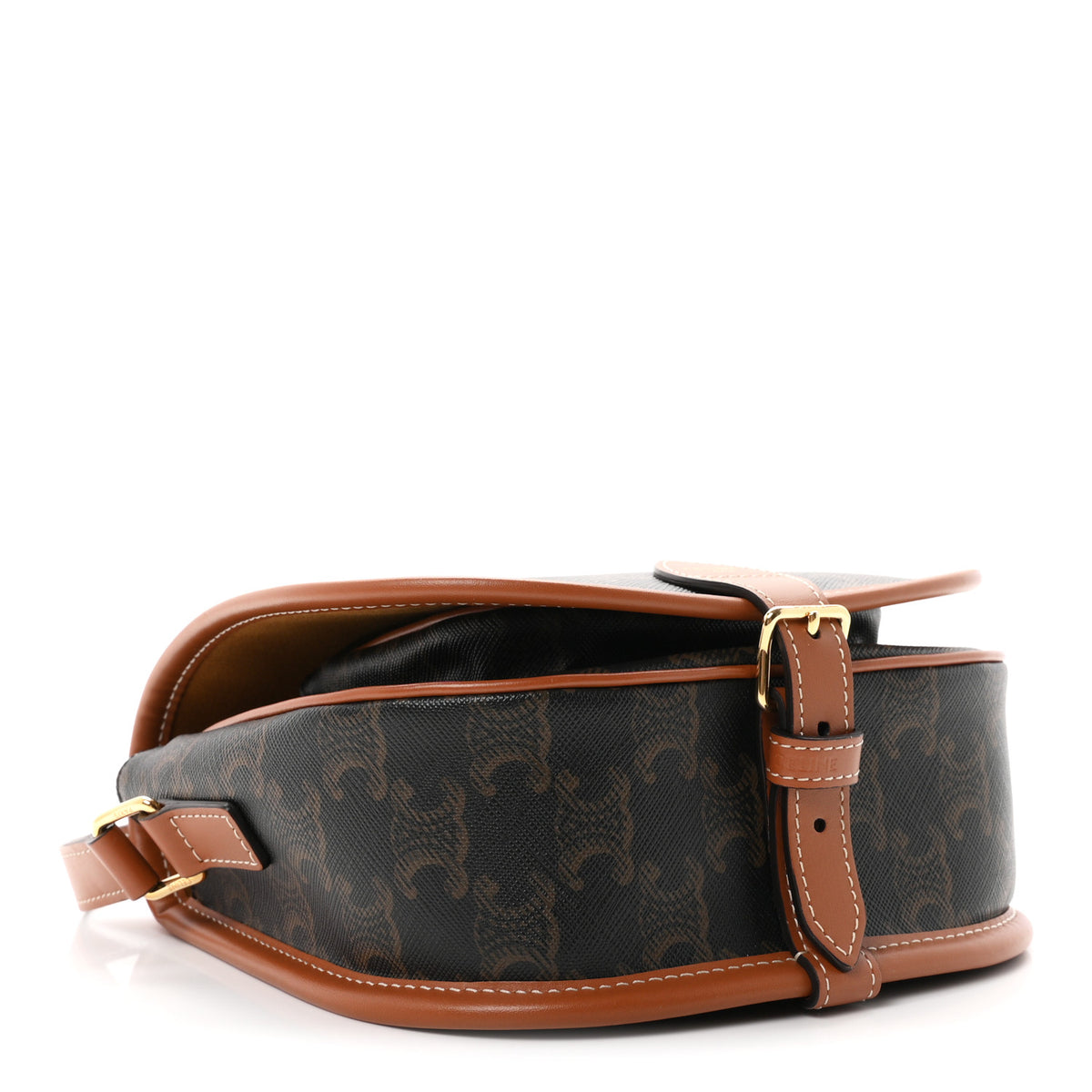 Celine Triomphe Canvas Medium Folco Bag Tan 4 of 10