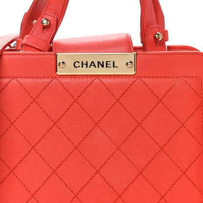 Chanel Grained Calfskin Stitched Small Label Click Shopper Tote Red 8 of 11
