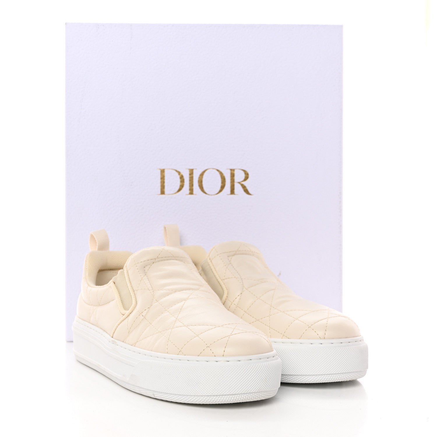 Christian Dior Cannage Quilted Womens Solar Slip On Sneakers 38 Off White 15 of 15