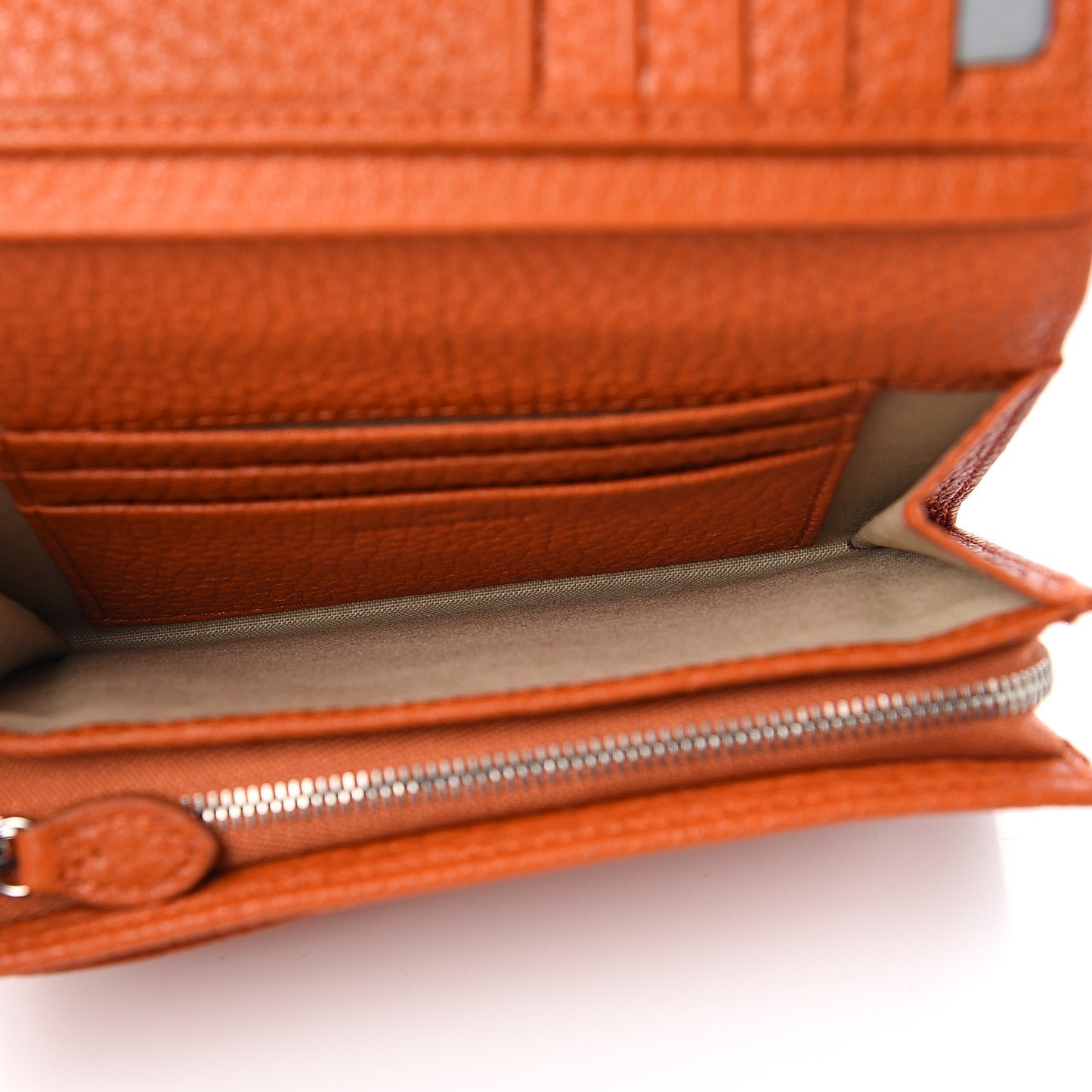 Soft Grain Calfskin French Purse Wallet Pumpkin