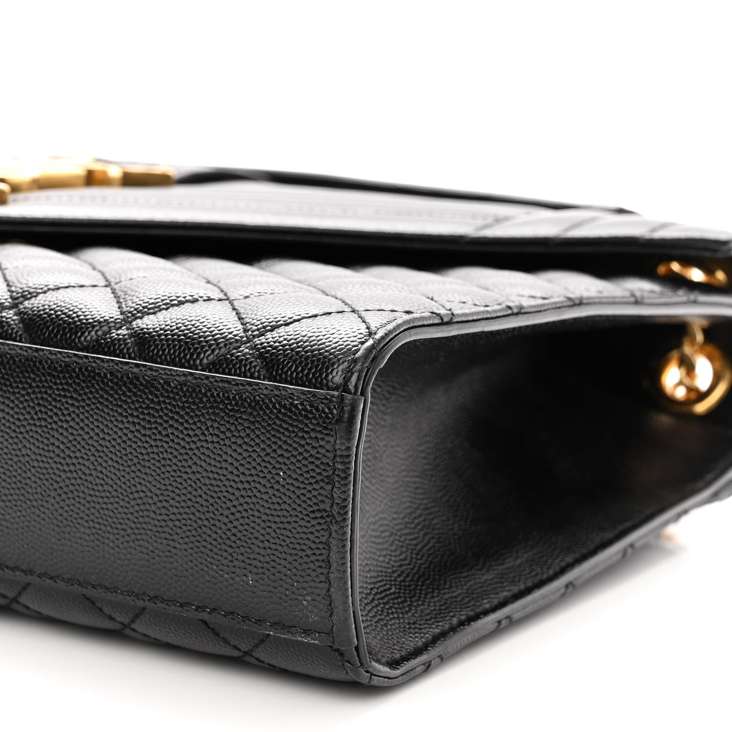 Saint Laurent Grain De Poudre Textured Mixed Matelasse Large Triquilt Monogram Satchel Black 9 of 9