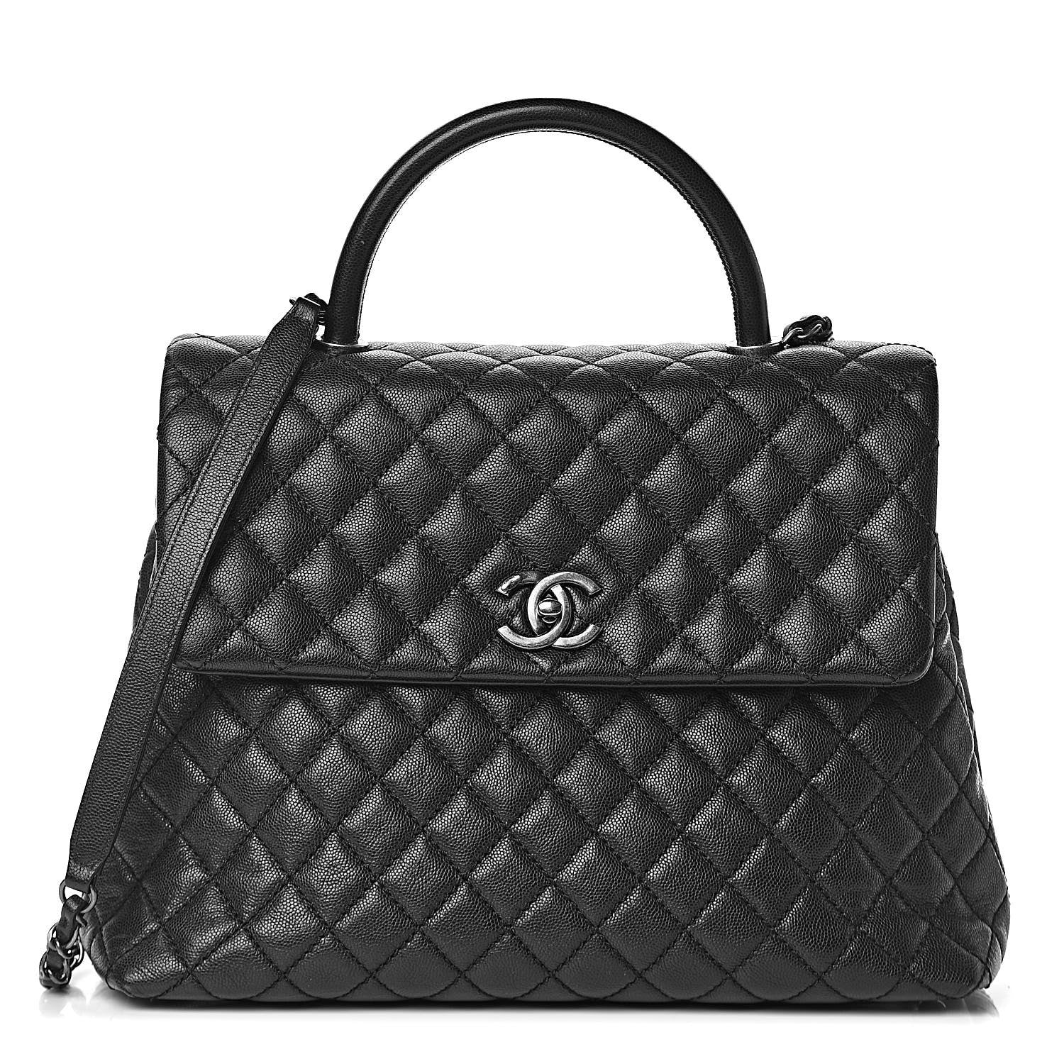 Chanel Caviar Quilted Large Coco Handle Flap Black 1 of 13