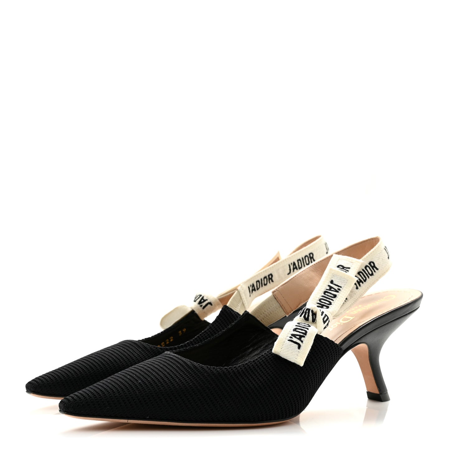 Technical Canvas Ribbon J Adior Slingback 65mm Pumps 39 Black