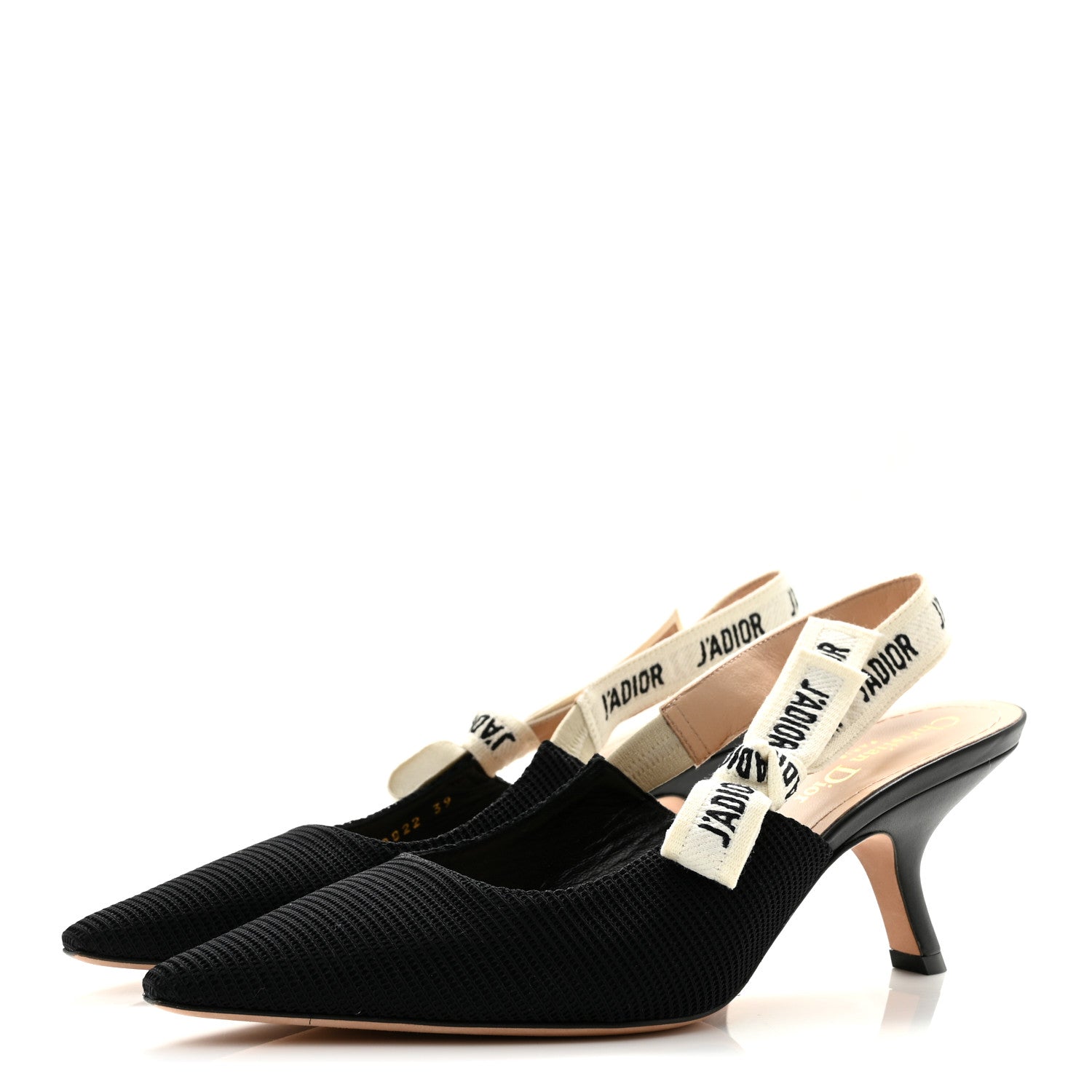 Christian Dior Technical Canvas Ribbon J Adior Slingback 65mm Pumps 39 Black 4 of 9