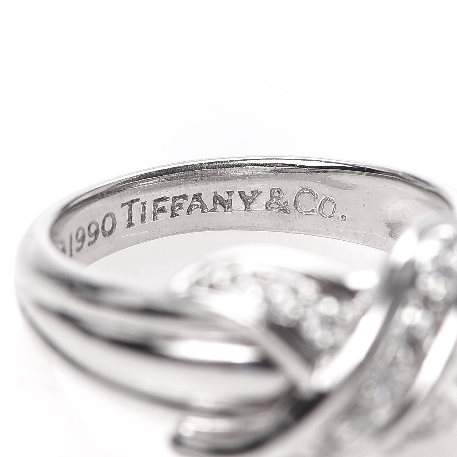 Tiffany 18K White Gold Diamond Signature X Ring 49 4.75 6 of 6