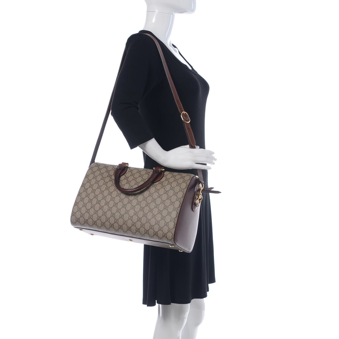 GG Supreme Monogram Medium Boston Beige Cuir