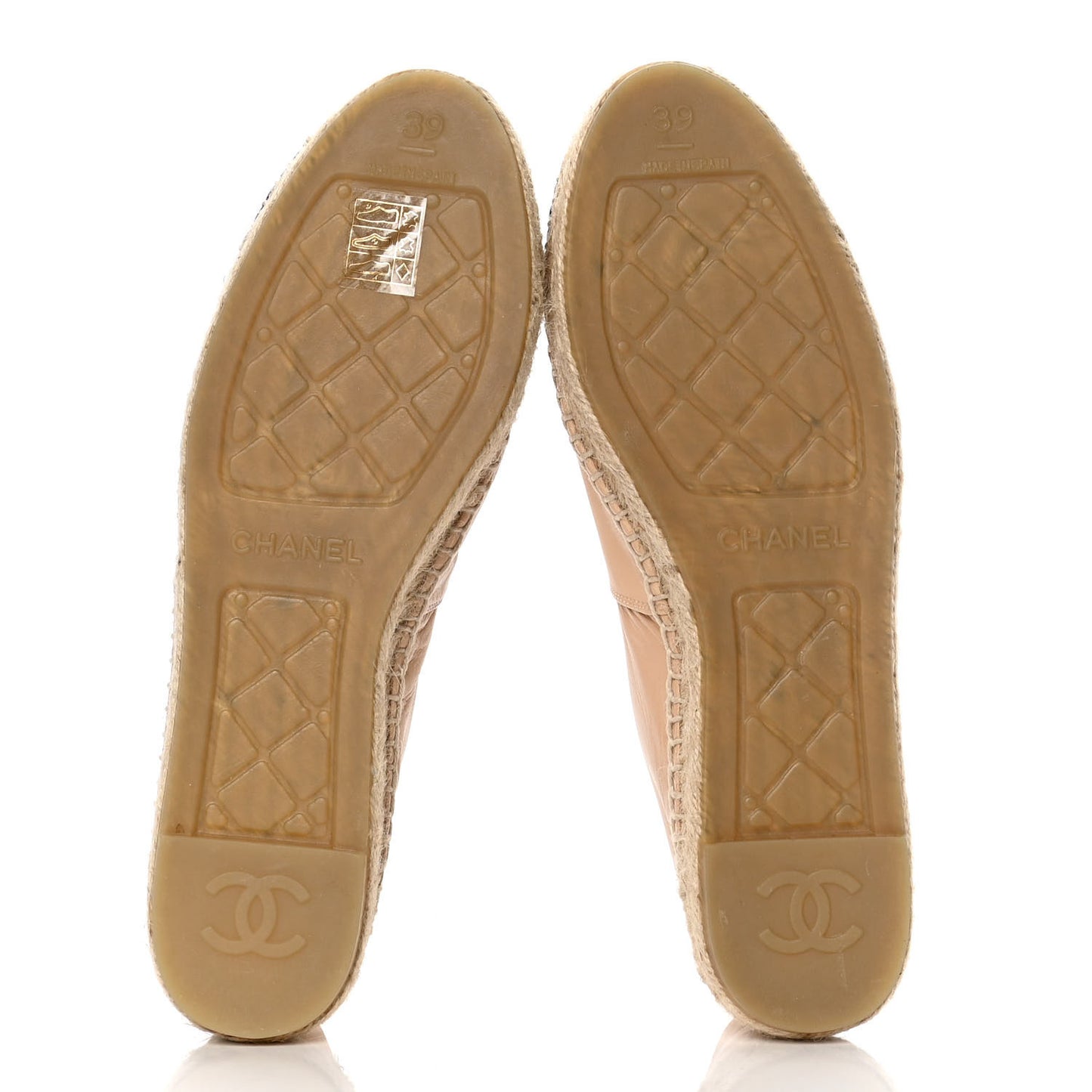 Lambskin CC Espadrilles 39 Beige Black