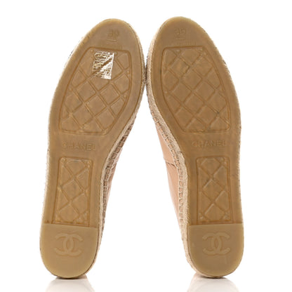 Chanel Lambskin CC Espadrilles 39 Beige Black 7 of 10