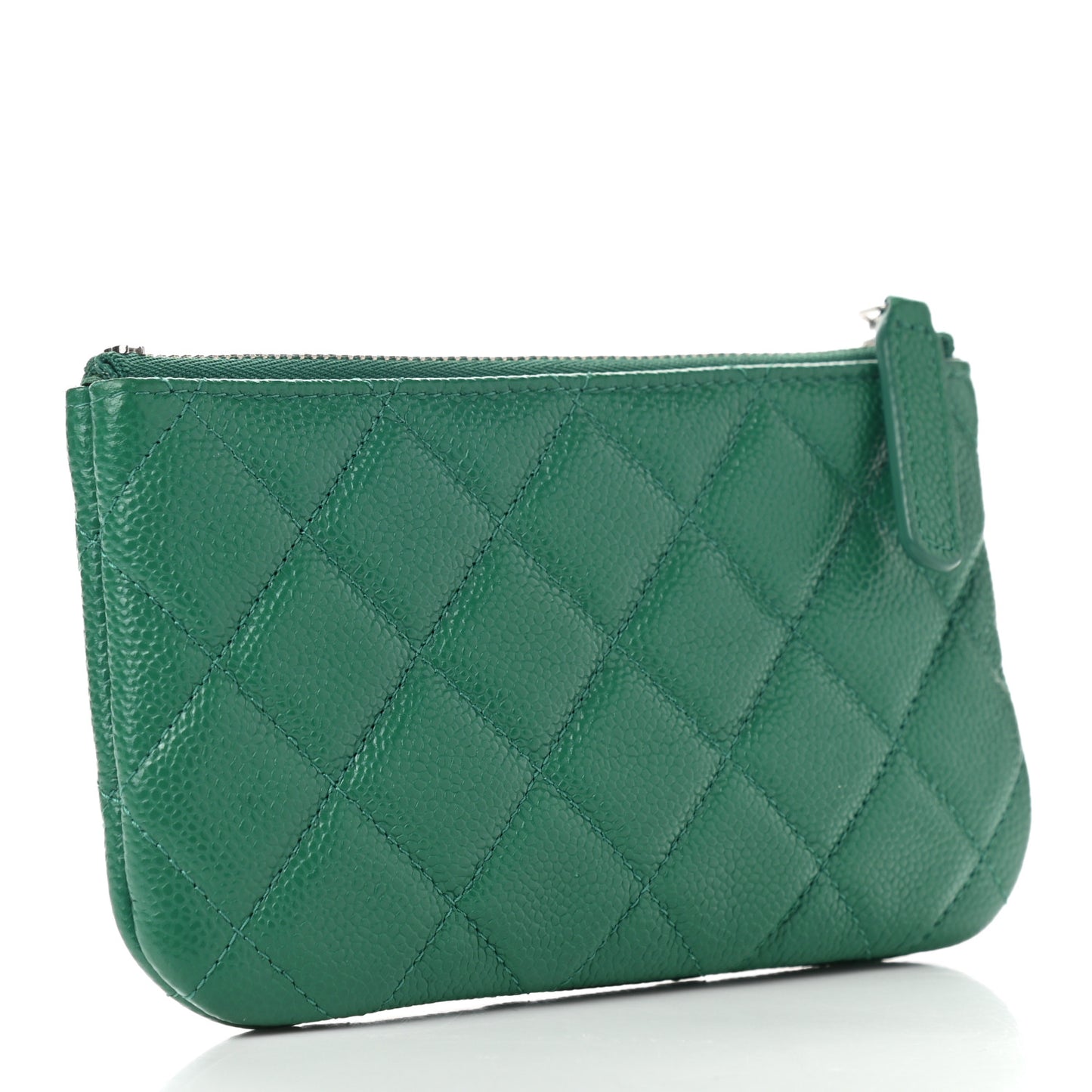 Caviar Quilted Small Cosmetic Case Green