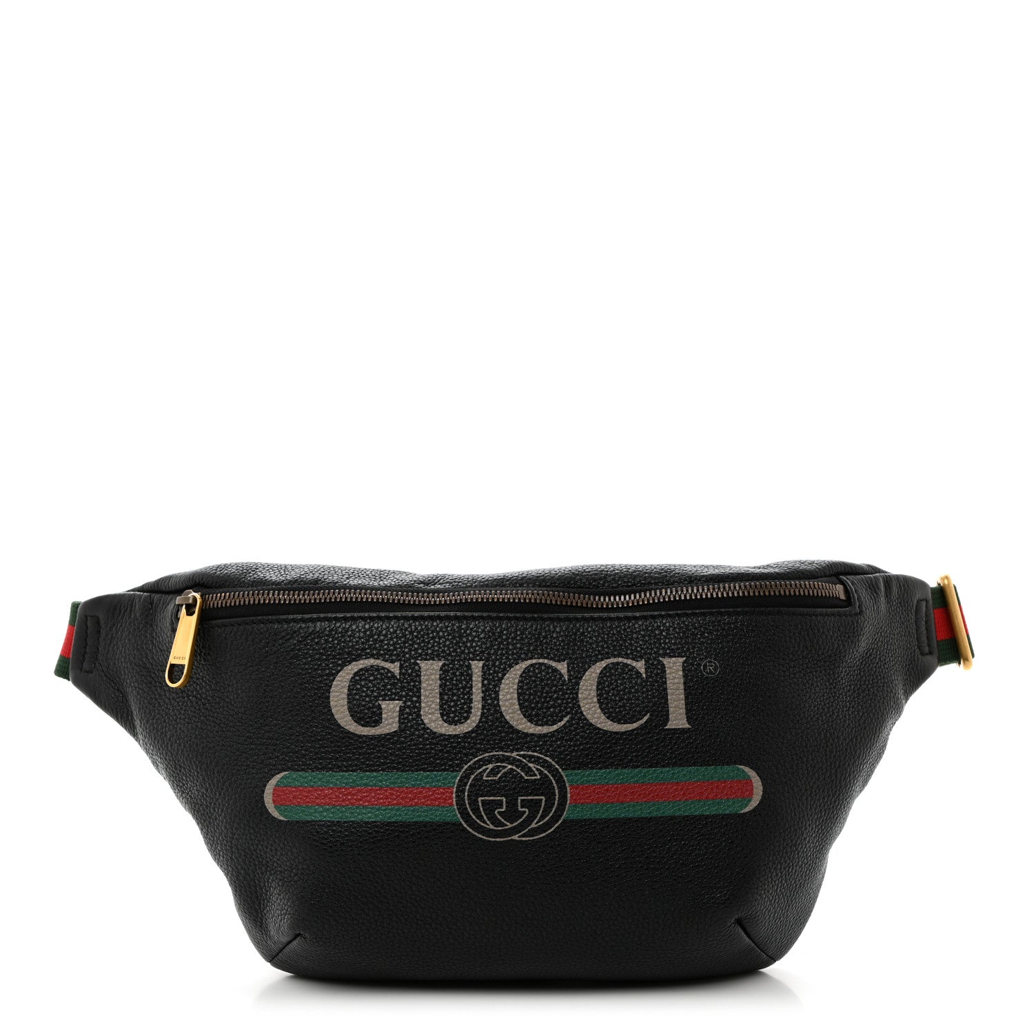 Gucci Grained Calfskin Logo Belt Bag Black 1 of 10