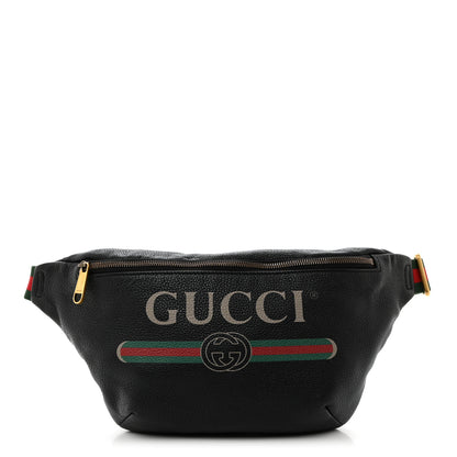 Gucci Grained Calfskin Logo Belt Bag Black 1 of 10