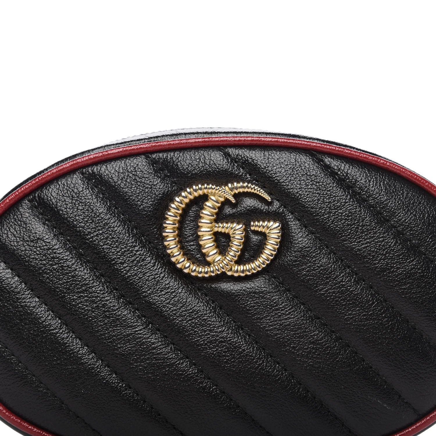 Gucci Azalea Calfskin Matelasse Diagonal Torchon GG Marmont Belt Bag 85 34 Black Romantic Cerise 10 of 10