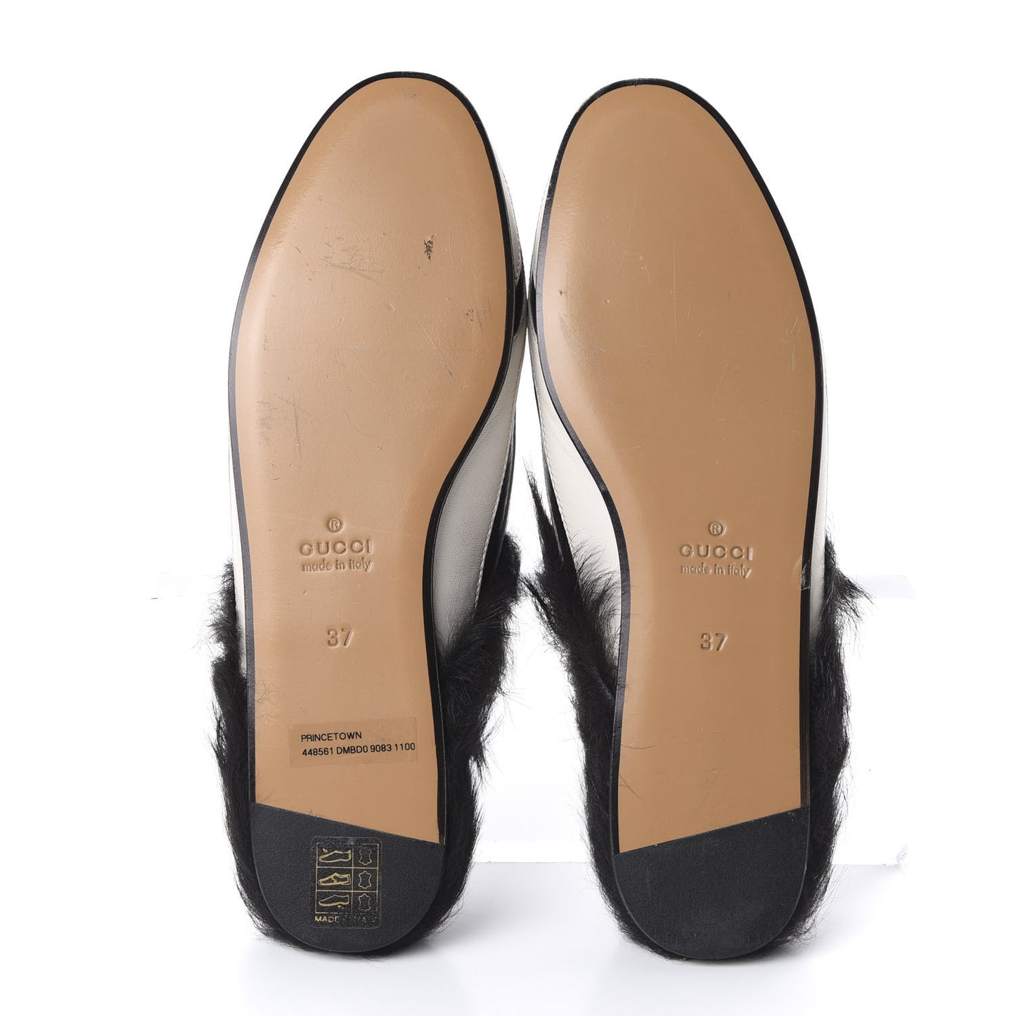 Malaga Kid Fur Zebra Inlay Womens Princetown Slippers 37 Mystic White Black