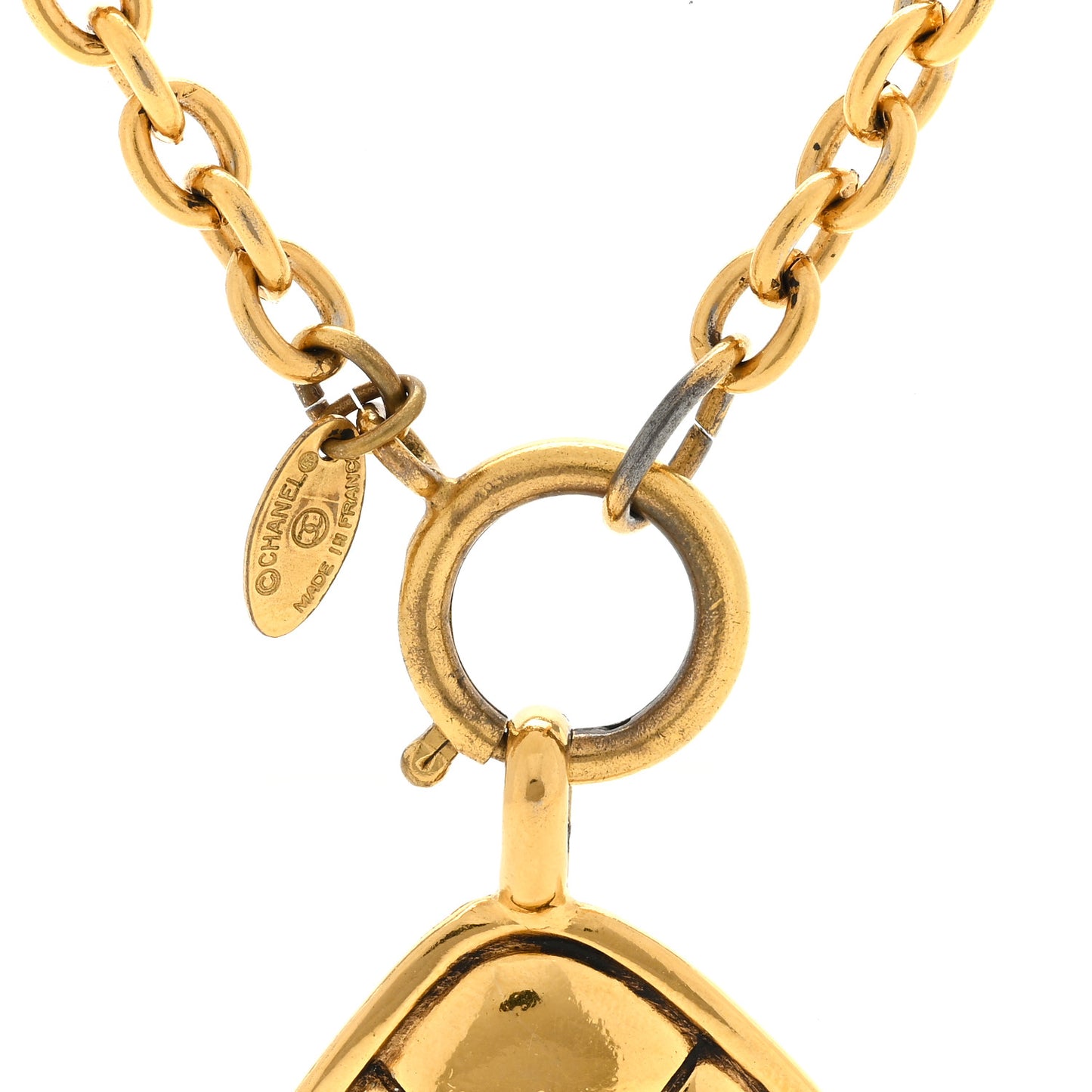 Quilted Pendant Chain Necklace Gold